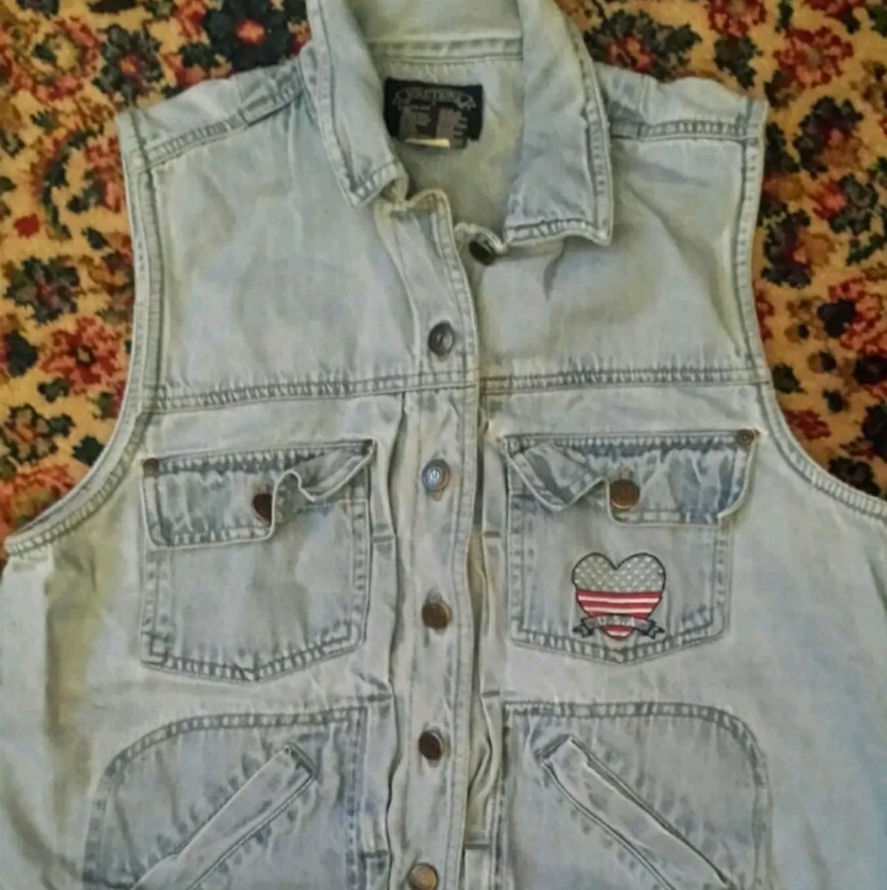 Vintage 80s Denim American USA Vest Medium